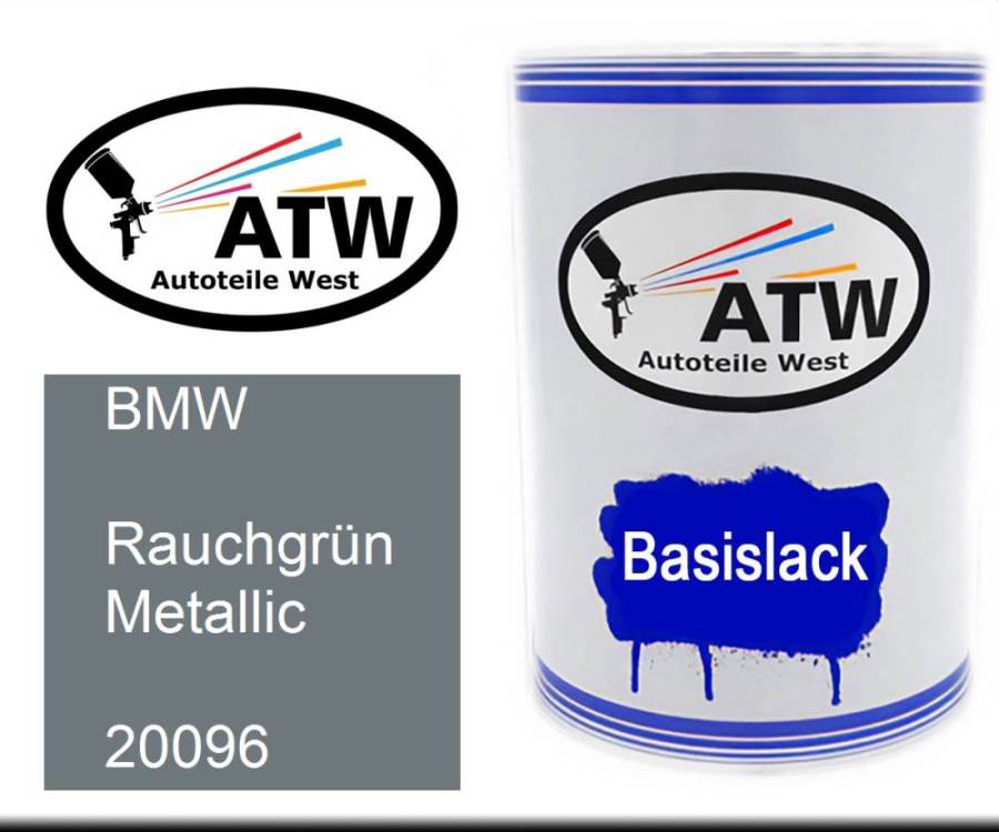 BMW, Rauchgrün Metallic, 20096: 500ml Lackdose, von ATW Autoteile West.